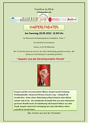 Plakat zur Veranstaltung Kasperltheater am 28. Mai 2022
