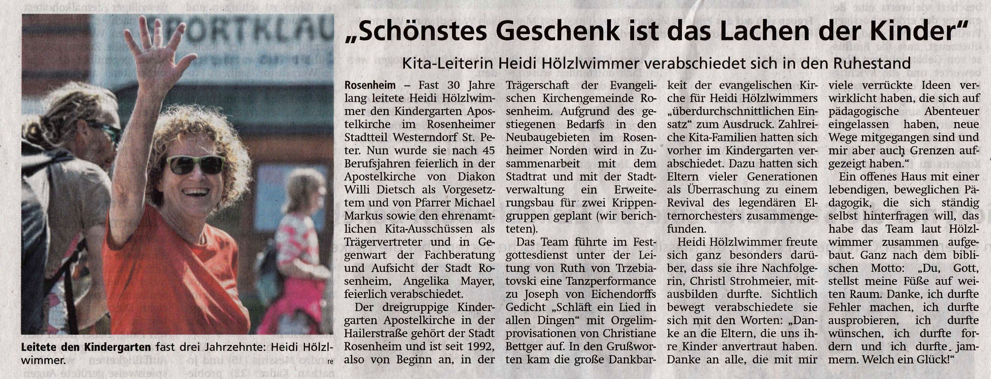 Pressetext zur Verabschiedung von Frau Hölzlwimmer