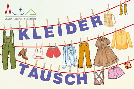 Kleidertausch Kleidung auf der Wäscheleine