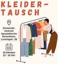 Frau beim Kleidertausch an einem Wäscheständer